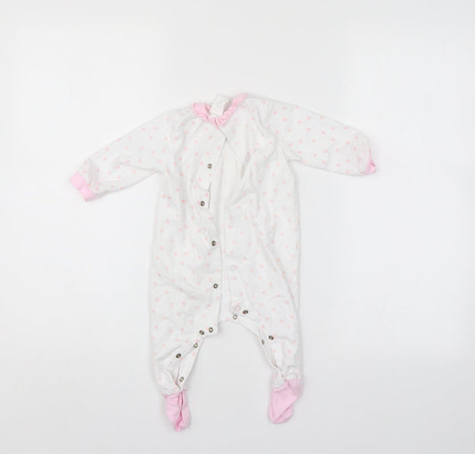 GRI Girls White Polka Dot  Babygrow One-Piece Size 6-9 Months