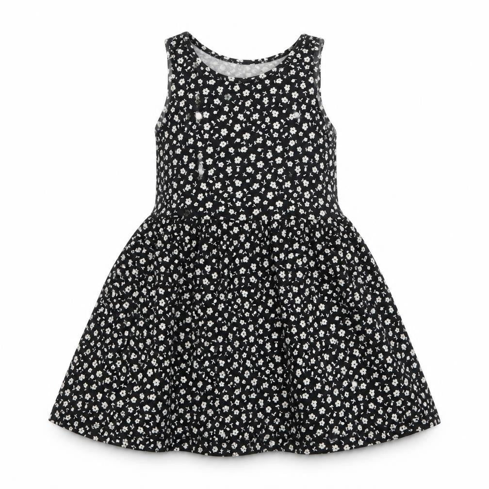 H&M Girls Black Floral  Skater Dress  Size 2 Years