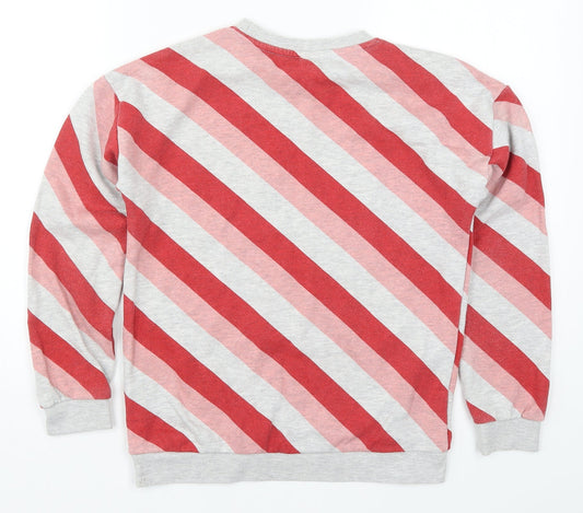 TU Girls Red Striped  Pullover Sweatshirt Size 12 Years  - Happy
