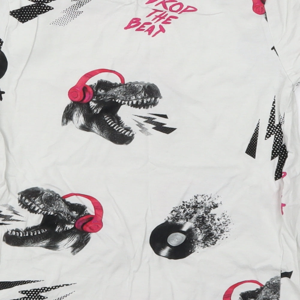 NEXT Boys White   Basic T-Shirt Size 6 Years  - Drop the Beat T-Rex