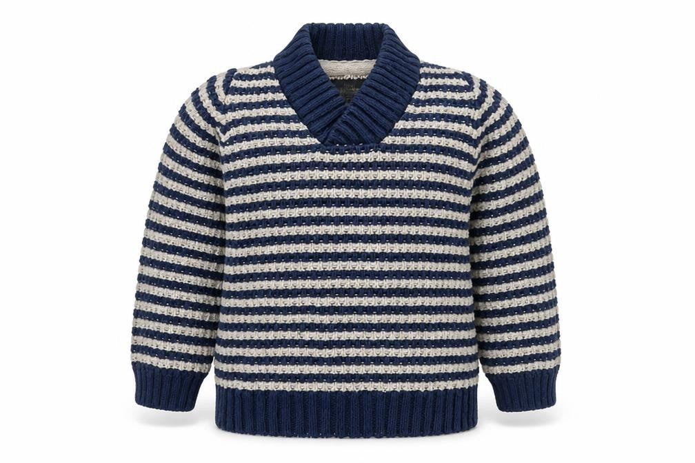 H&M Boys Blue Striped Knit Pullover Jumper Size 2 Years