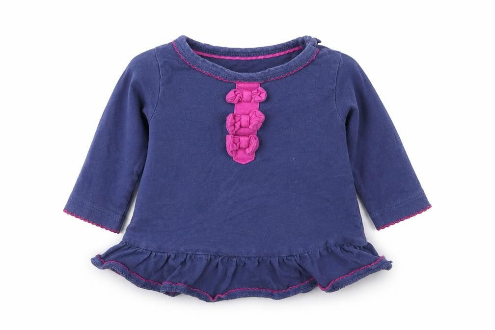 Front view of Marks & Spencer girls’ blue basic t-shirt, size 0-3, months