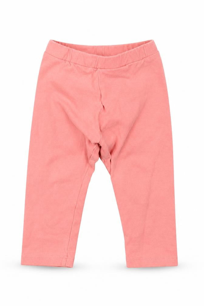 Front view of Mini Club girls’ pink capri leggings, size 9-12, months