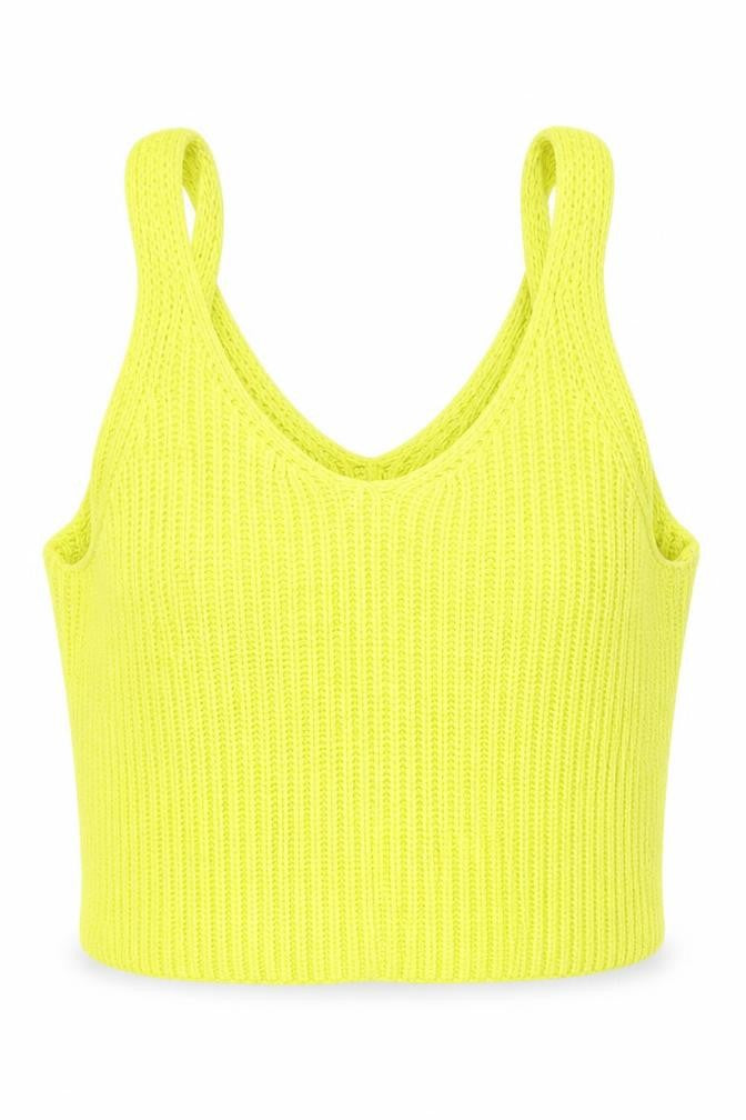 Front view of Atmosphere women’s yellow knit jumper, size UK 10, - cr