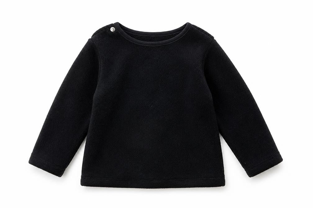 Front view of George boys’ black geometric babydoll pyjama top, size 12-18, months - batman