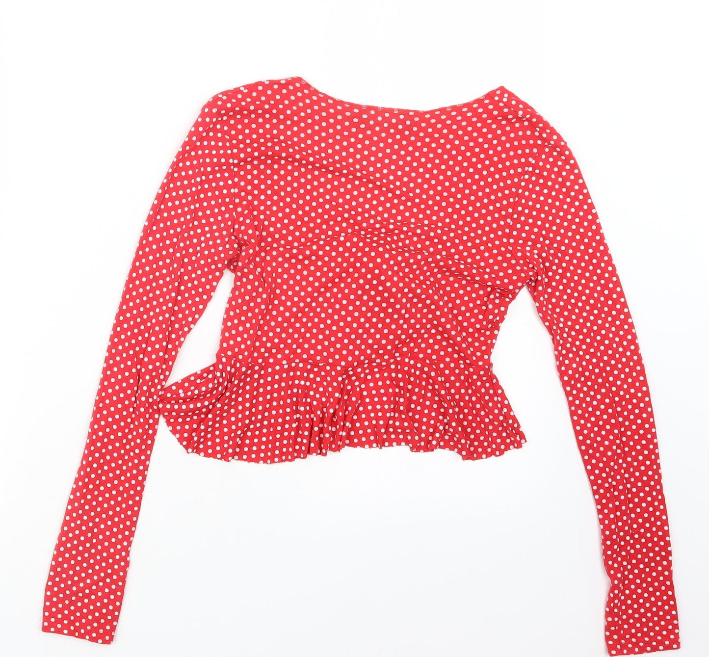 PRETTYLITTLETHING Womens Red Polka Dot  Basic T-Shirt Size 6