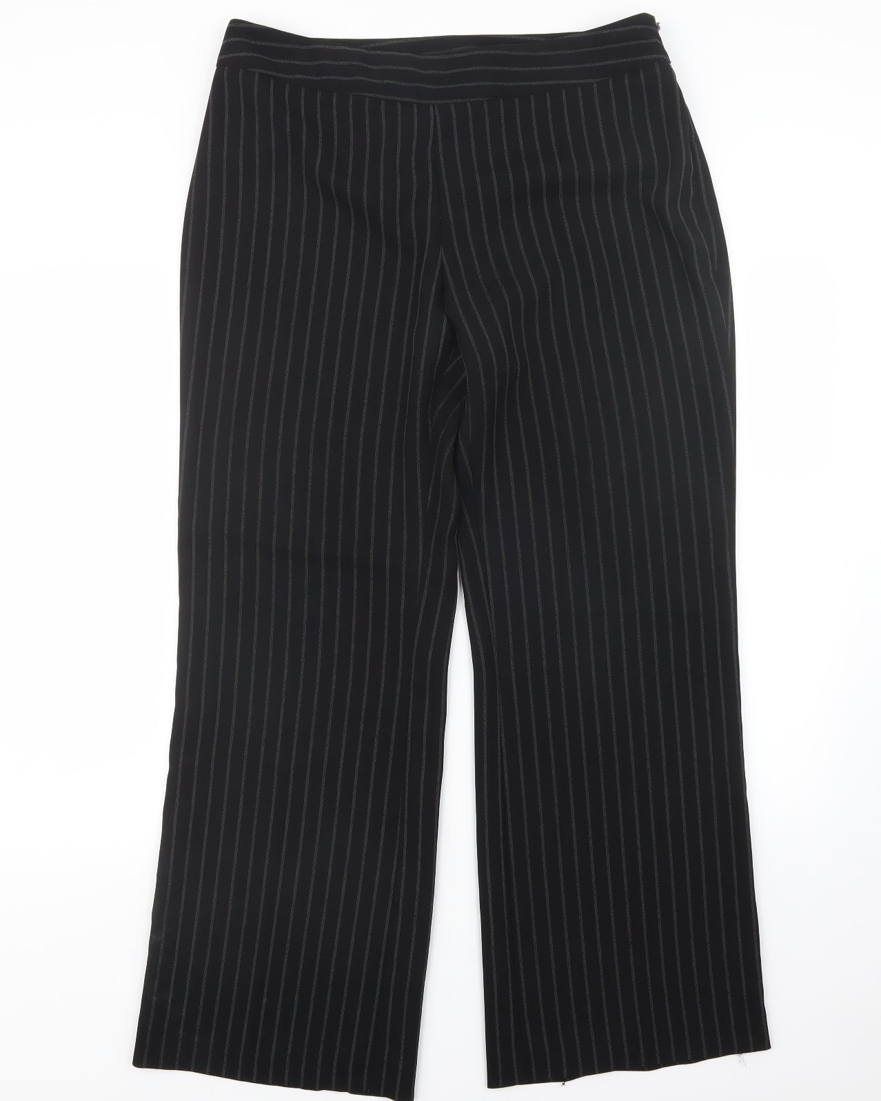 Marks and Spencer Womens Black Striped  Trousers  Size 16 L31 in