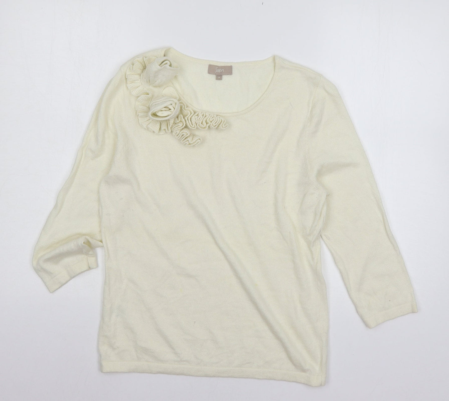 Soon Womens Ivory  Knit Pullover Jumper Size 14