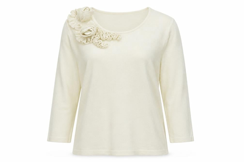 Front view of Soon women’s ivory knit jumper, size UK 14