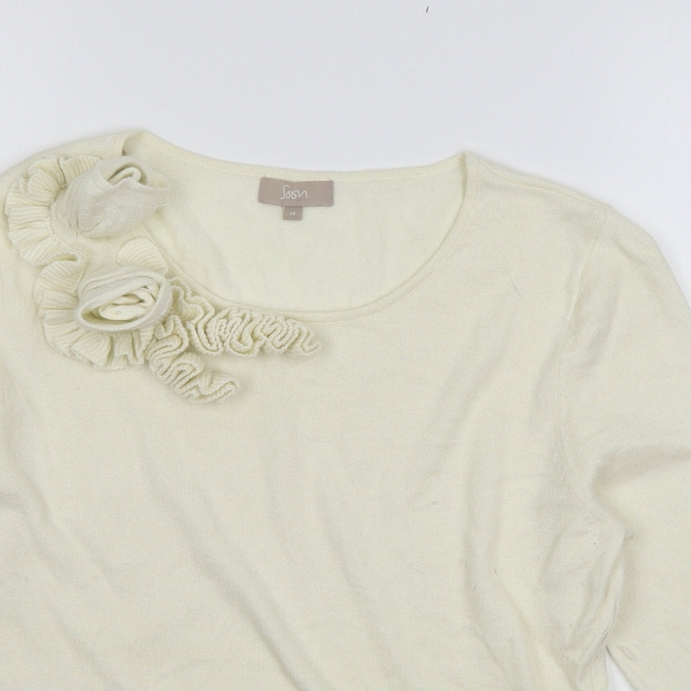 Soon Womens Ivory  Knit Pullover Jumper Size 14