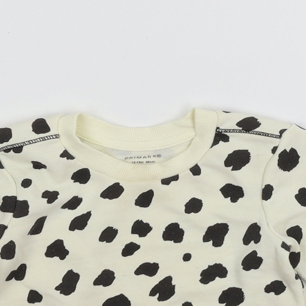 Primark Baby Ivory Animal Print Jersey Pullover Jumper Size 12-18 Months