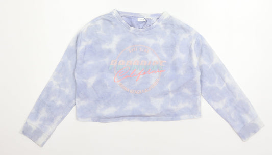 NEXT Girls Blue Geometric Jersey Pullover Sweatshirt Size 11 Years  - Tie Dye