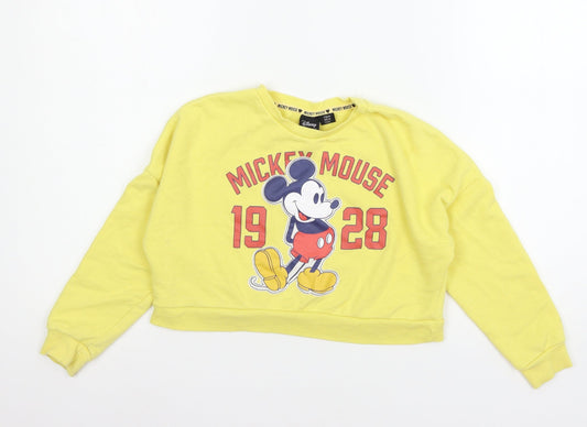 Disney Girls Yellow  Jersey Pullover Sweatshirt Size 7-8 Years  - Mickey Mouse
