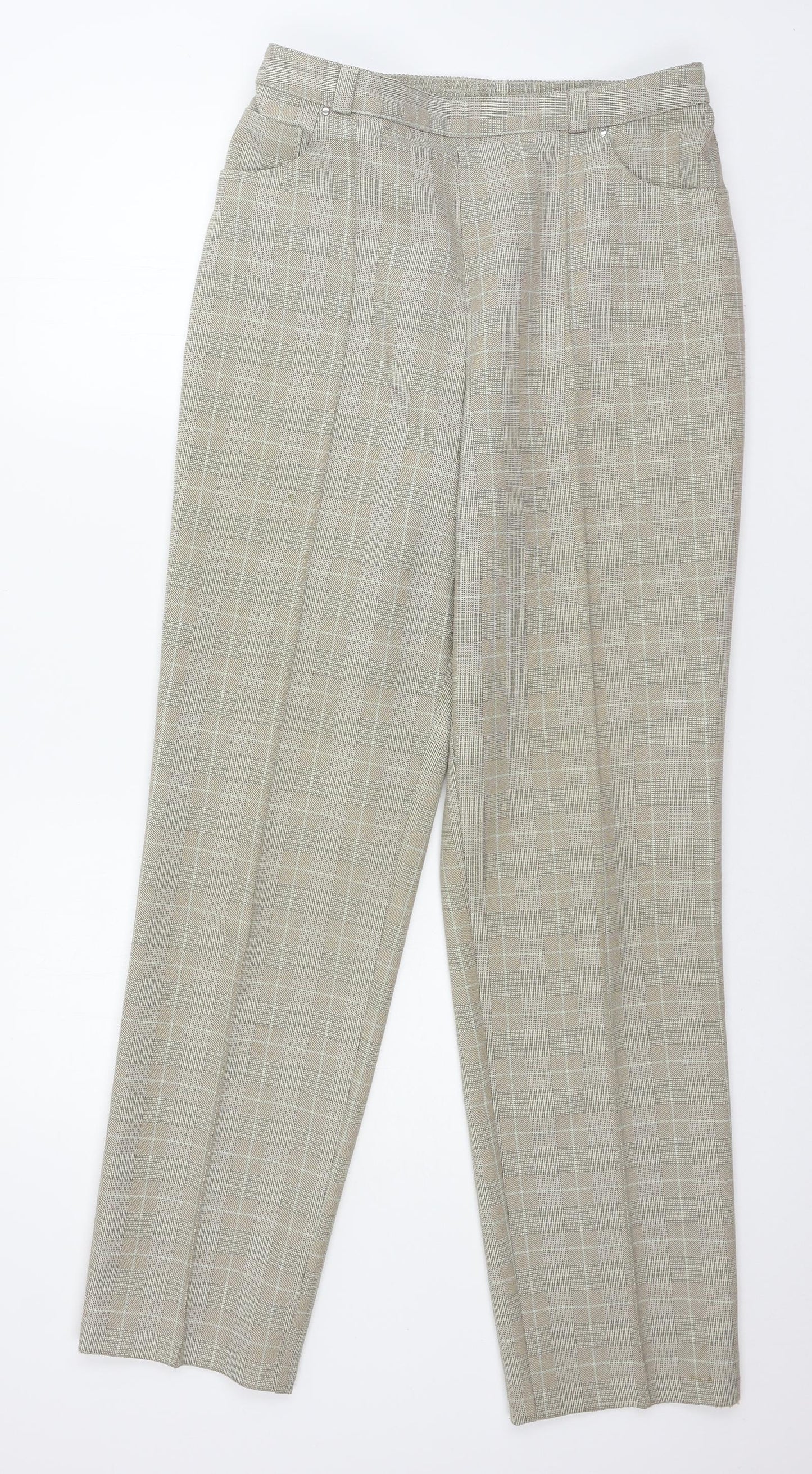 MArks Womens Beige Check  Trousers  Size 12 L30 in