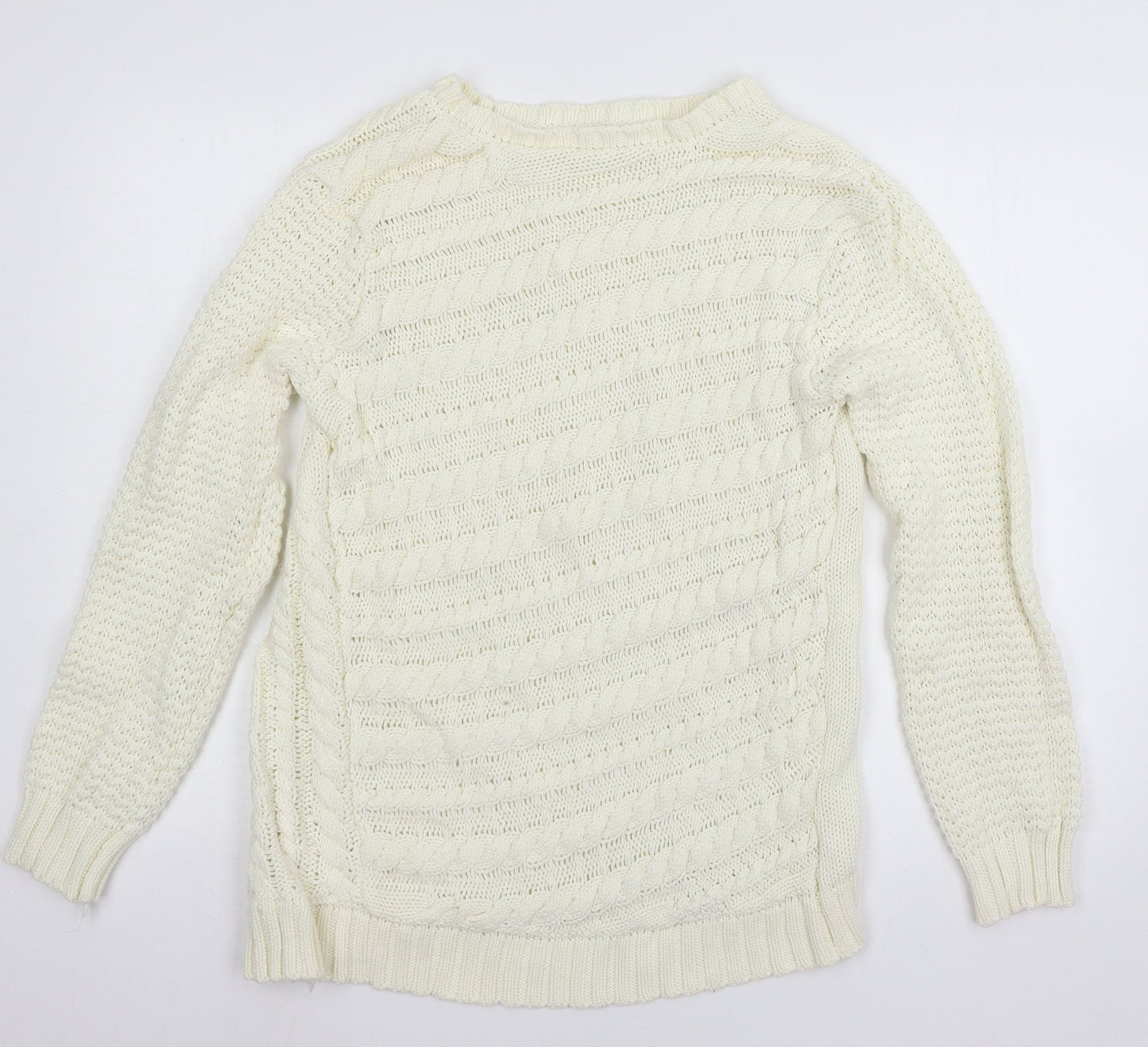 Cotton Trad Womens White  Knit Pullover Jumper Size 12