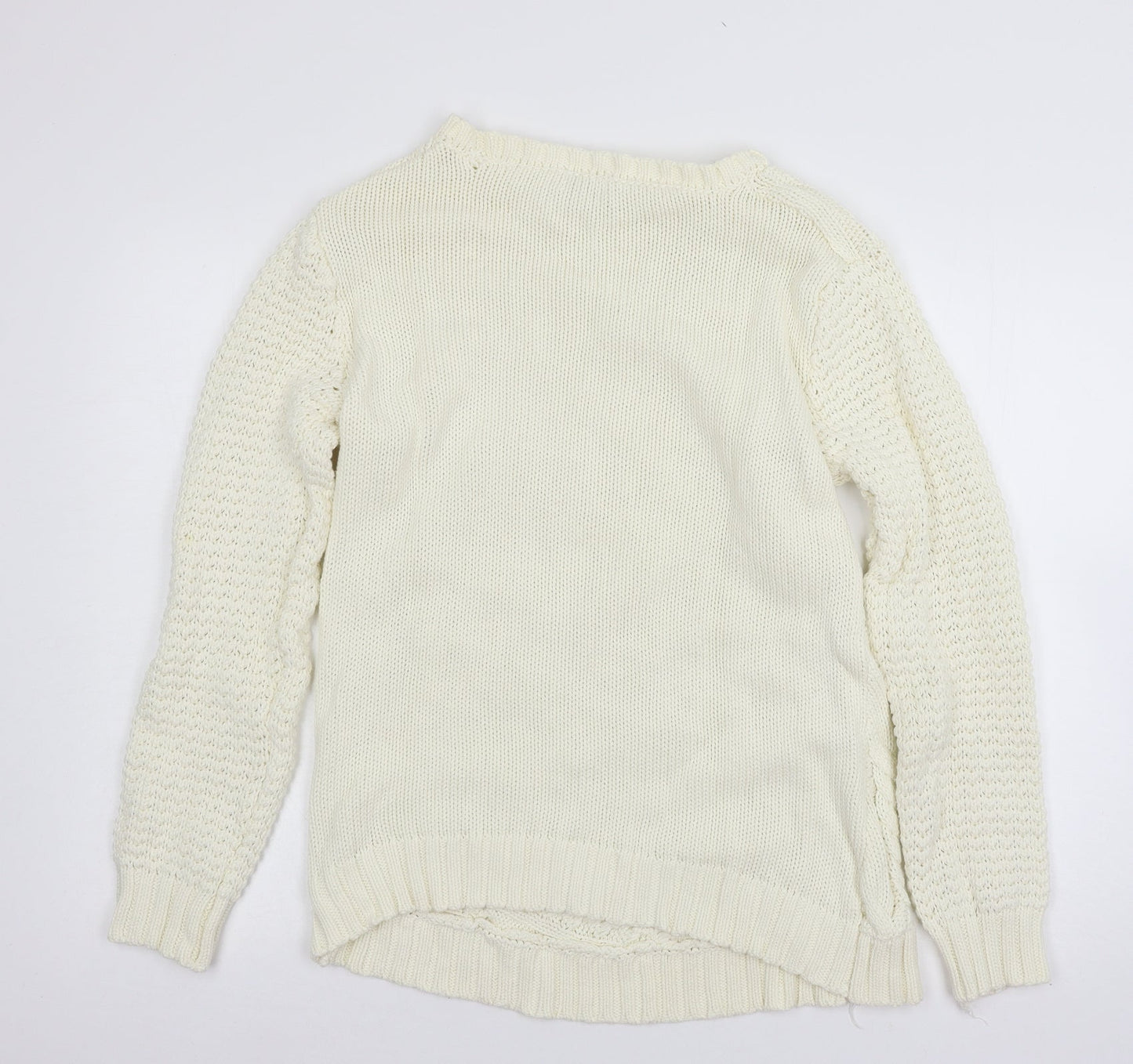 Cotton Trad Womens White  Knit Pullover Jumper Size 12