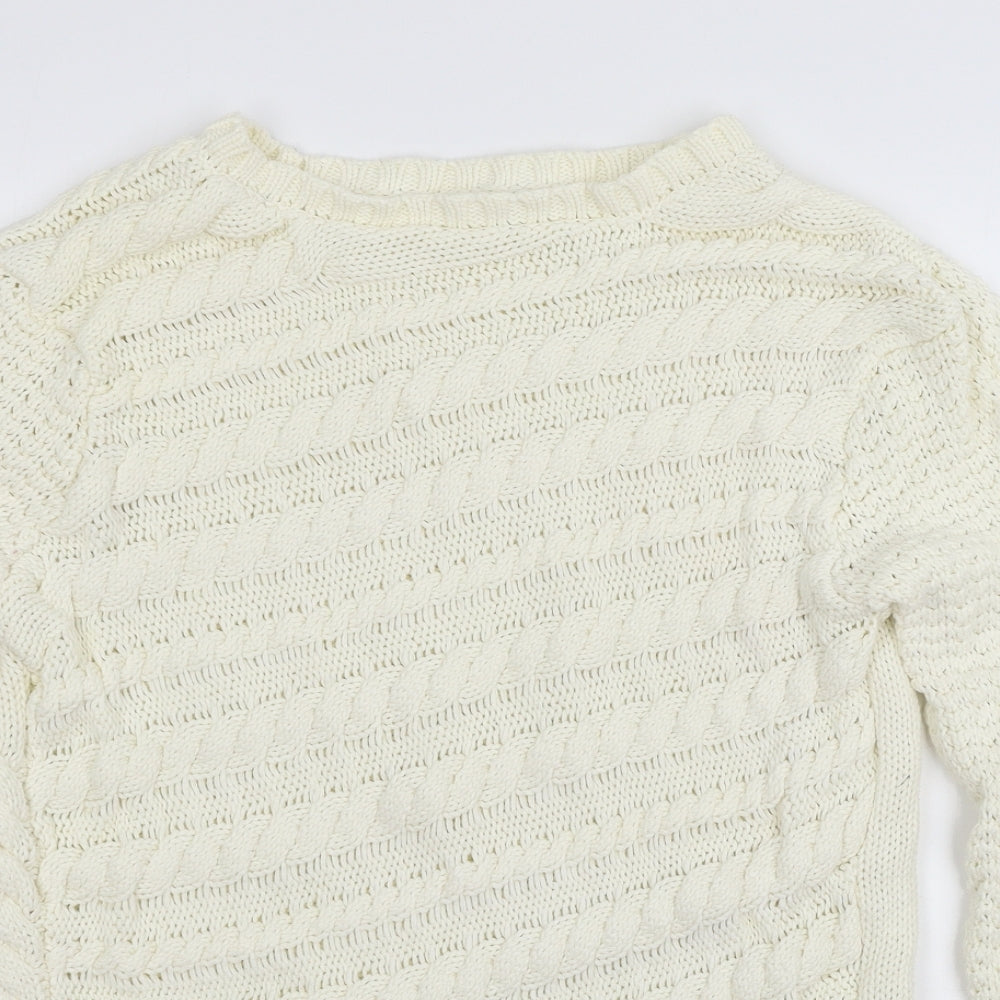 Cotton Trad Womens White  Knit Pullover Jumper Size 12