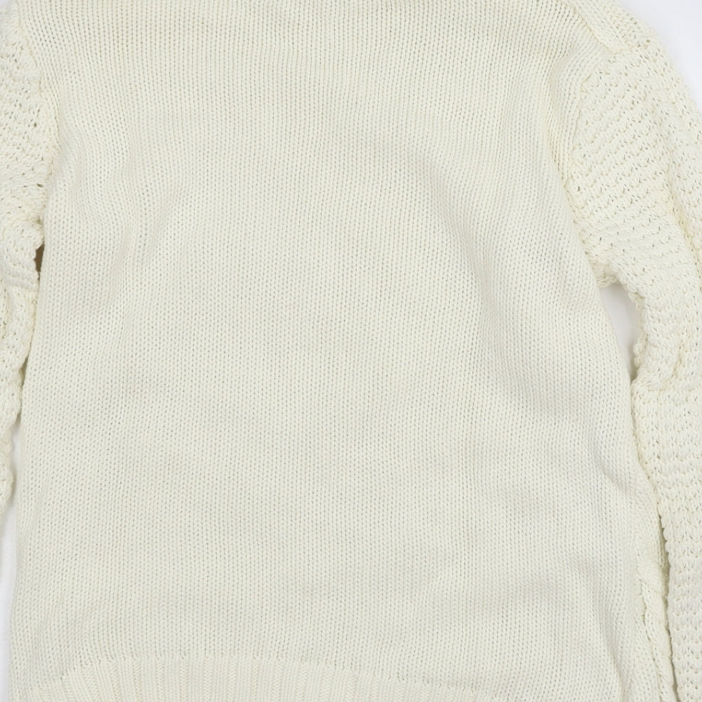 Cotton Trad Womens White  Knit Pullover Jumper Size 12