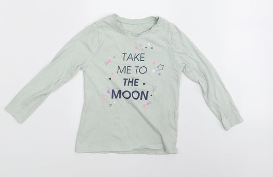 George Girls Blue   Basic T-Shirt Size 4-5 Years  - Take me to the Moon
