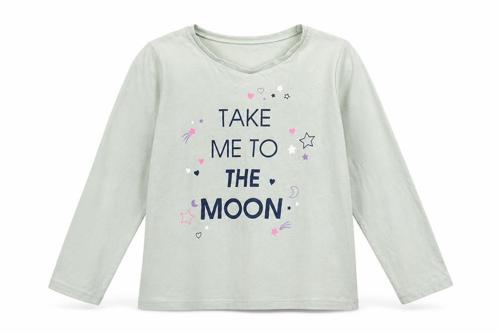 George Girls Blue   Basic T-Shirt Size 4-5 Years  - Take me to the Moon