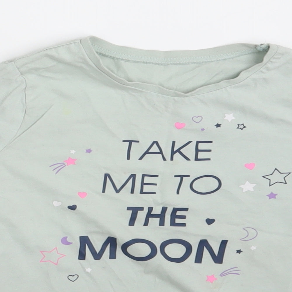 George Girls Blue   Basic T-Shirt Size 4-5 Years  - Take me to the Moon