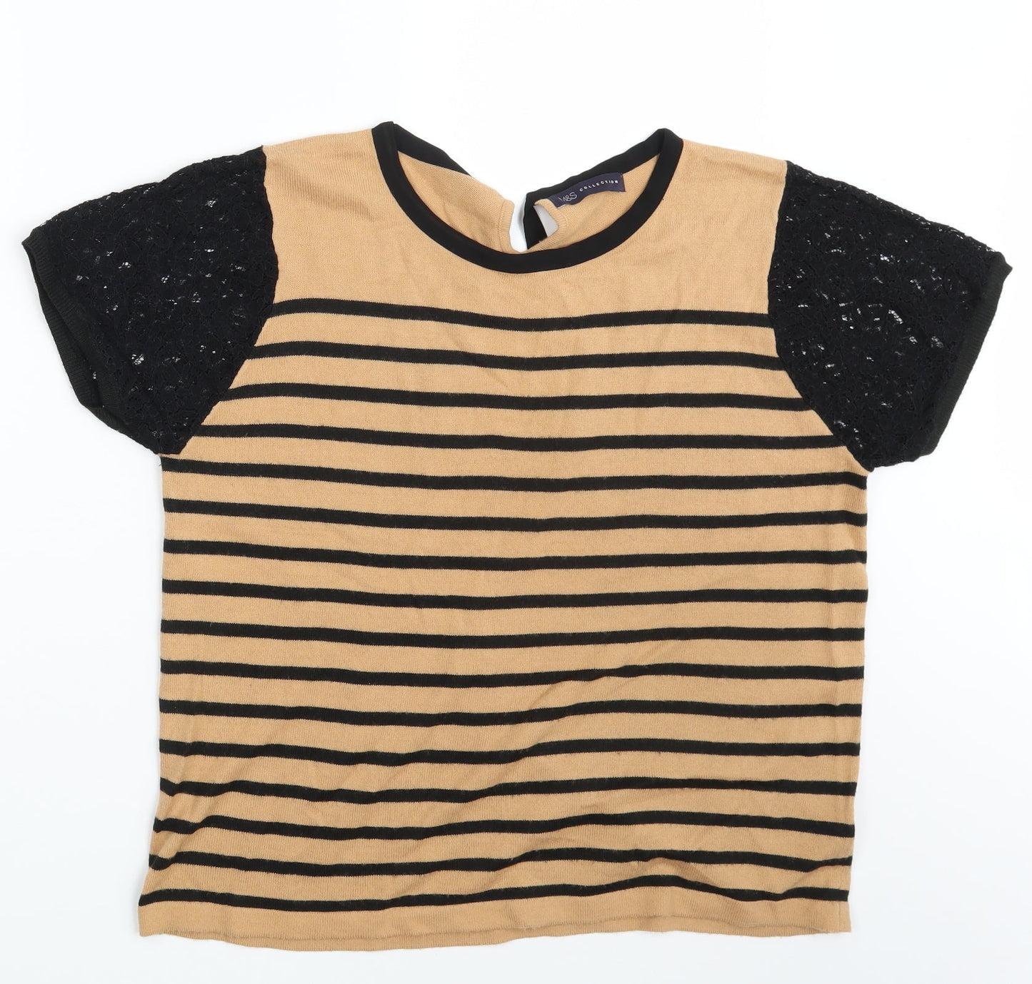 M&S Womens Brown Striped  Pullover Jumper One Size