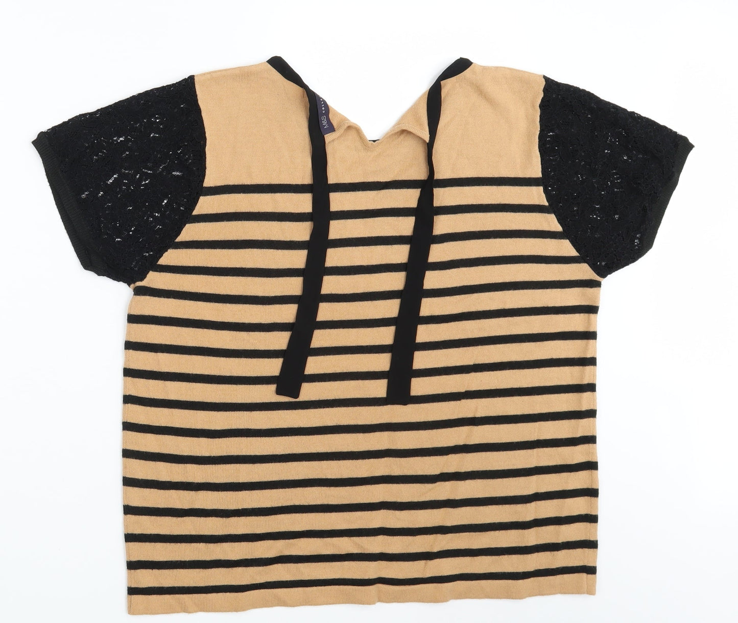 M&S Womens Brown Striped  Pullover Jumper One Size