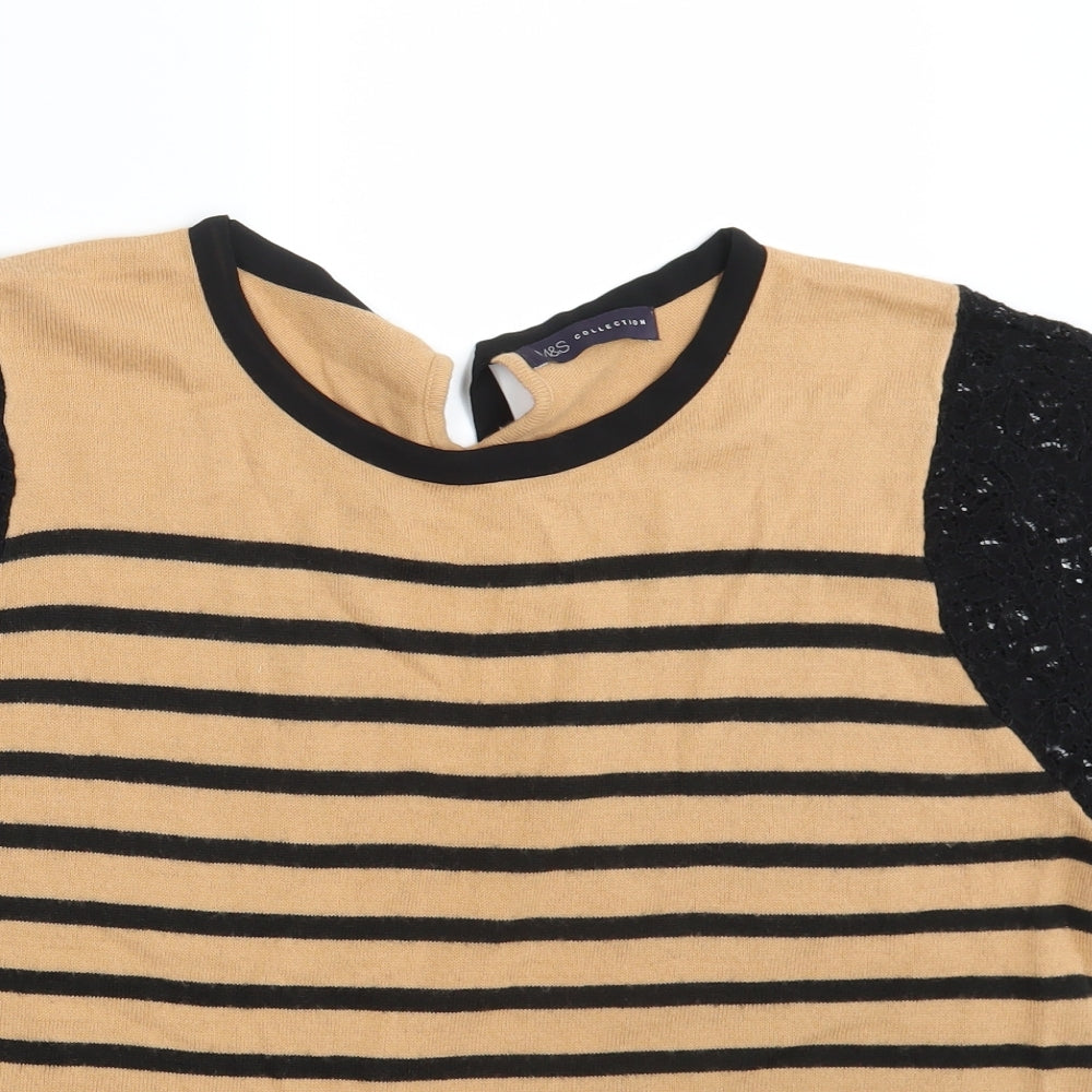 M&S Womens Brown Striped  Pullover Jumper One Size