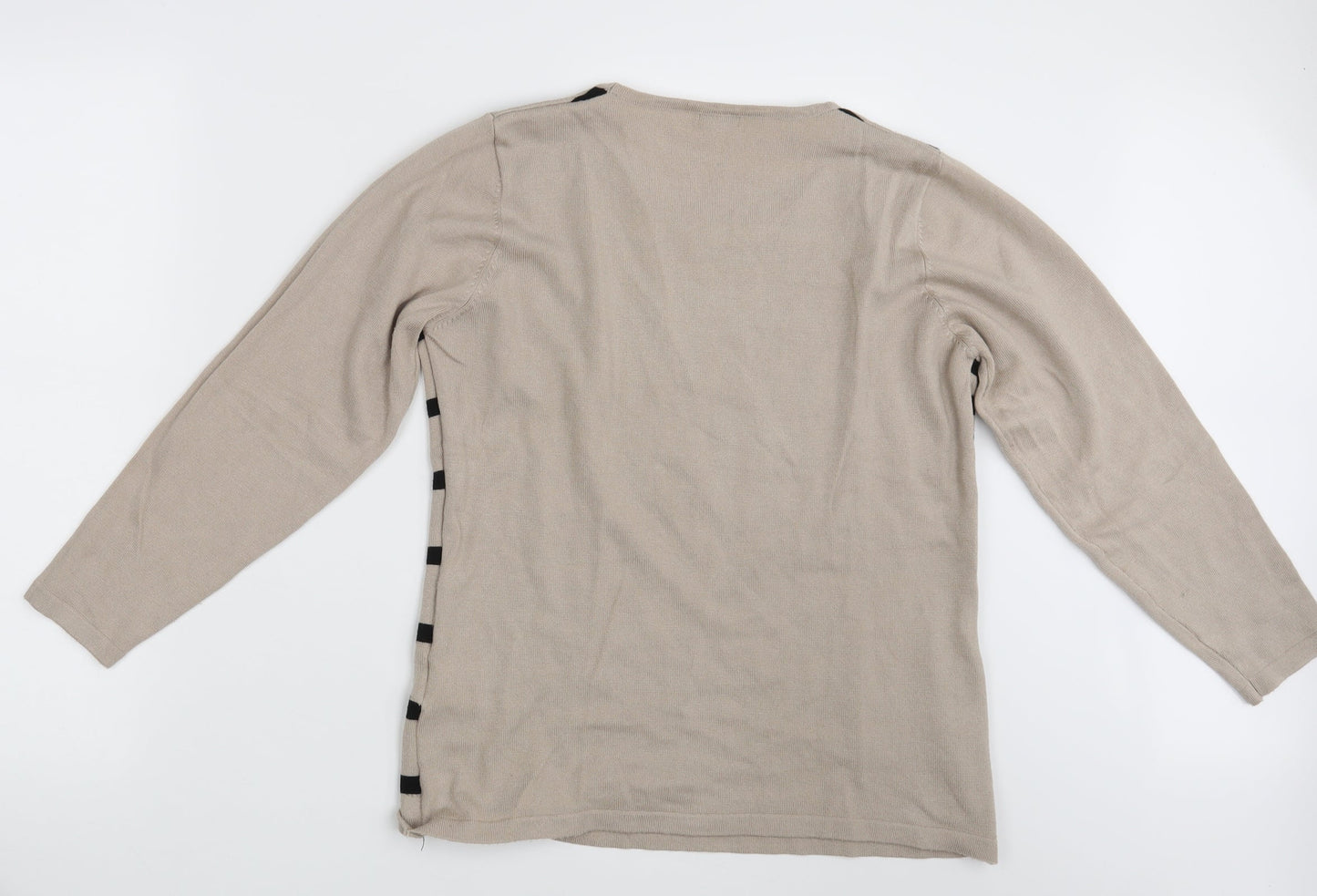 Text Womens Beige Geometric  Pullover Jumper Size L
