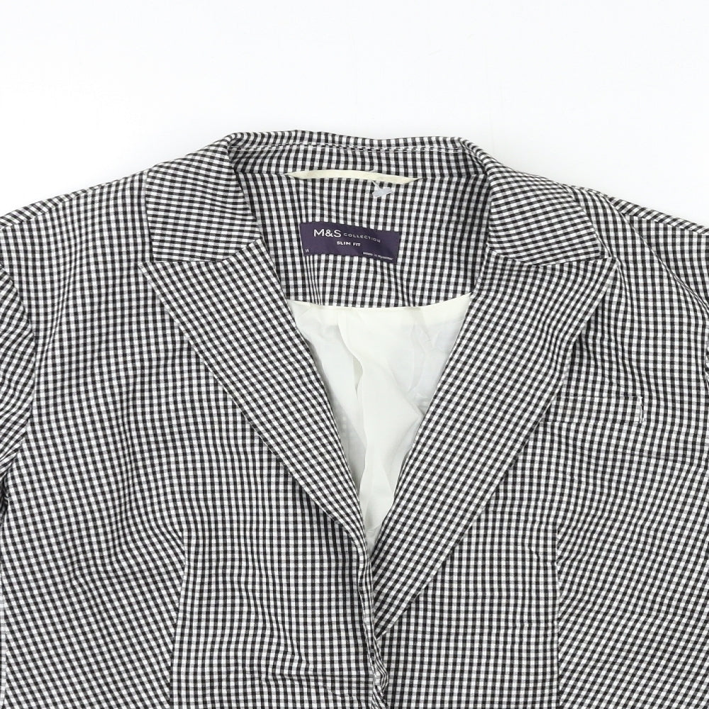 Marks and Spencer Womens Black Check  Jacket Blazer Size 14
