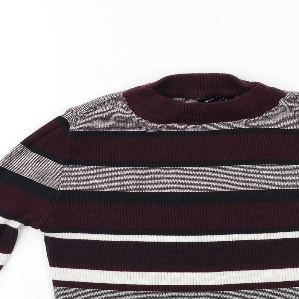 New Look Womens Purple Striped Knit Pullover Jumper Size 12