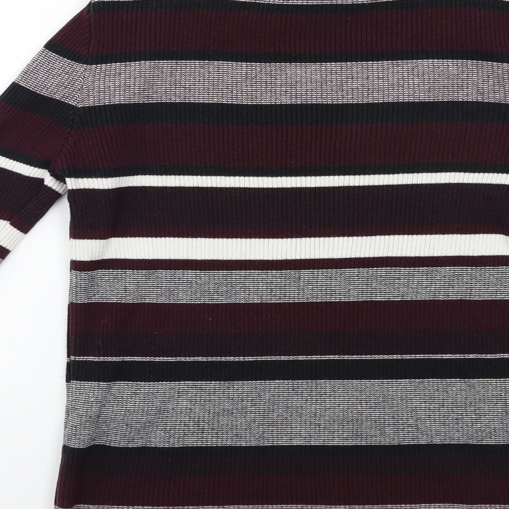 New Look Womens Purple Striped Knit Pullover Jumper Size 12