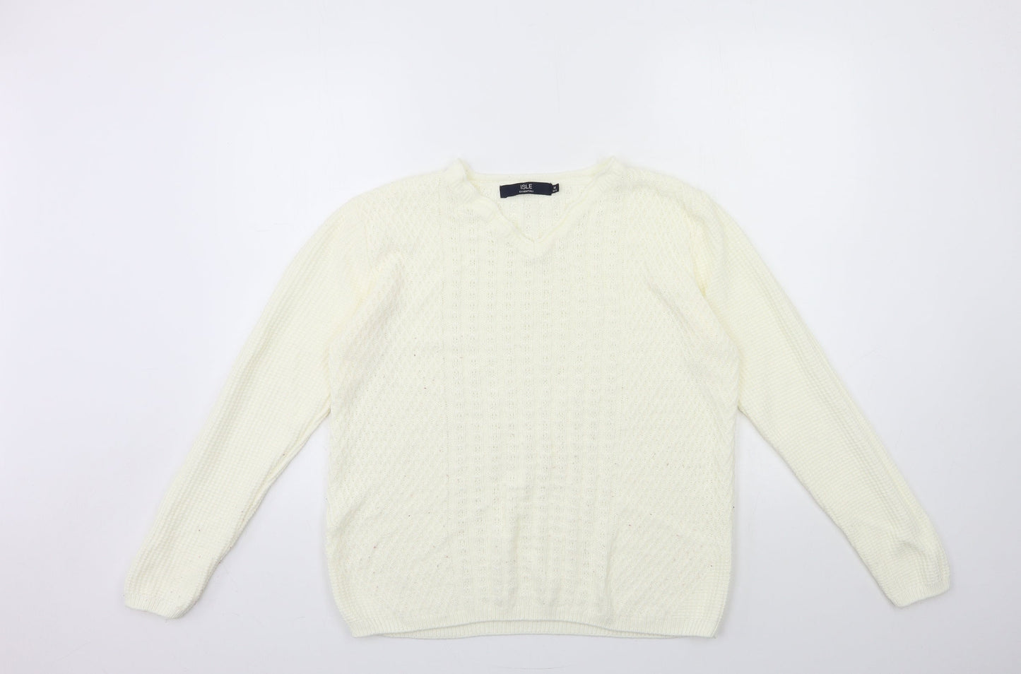 isle Womens Beige  Knit Pullover Jumper Size 14