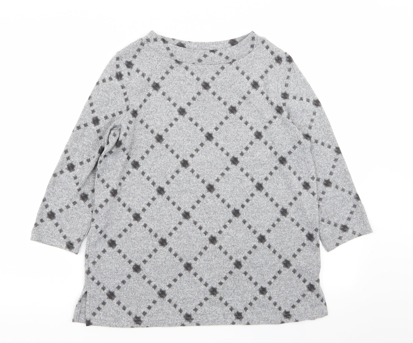 M&S Womens Grey Argyle/Diamond  Pullover Jumper Size 12