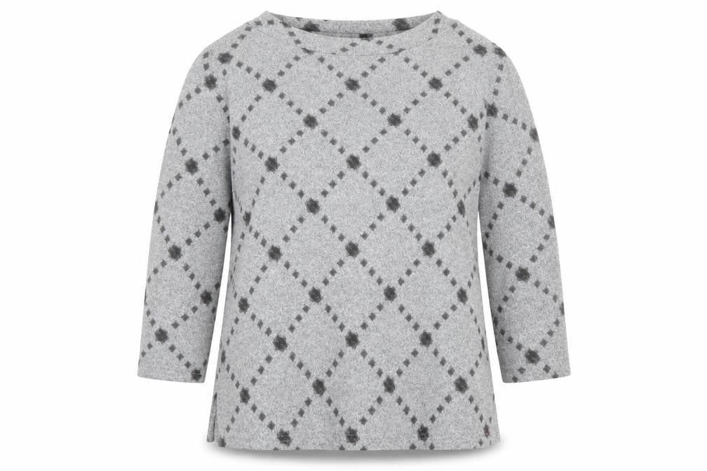 M&S Womens Grey Argyle/Diamond  Pullover Jumper Size 12