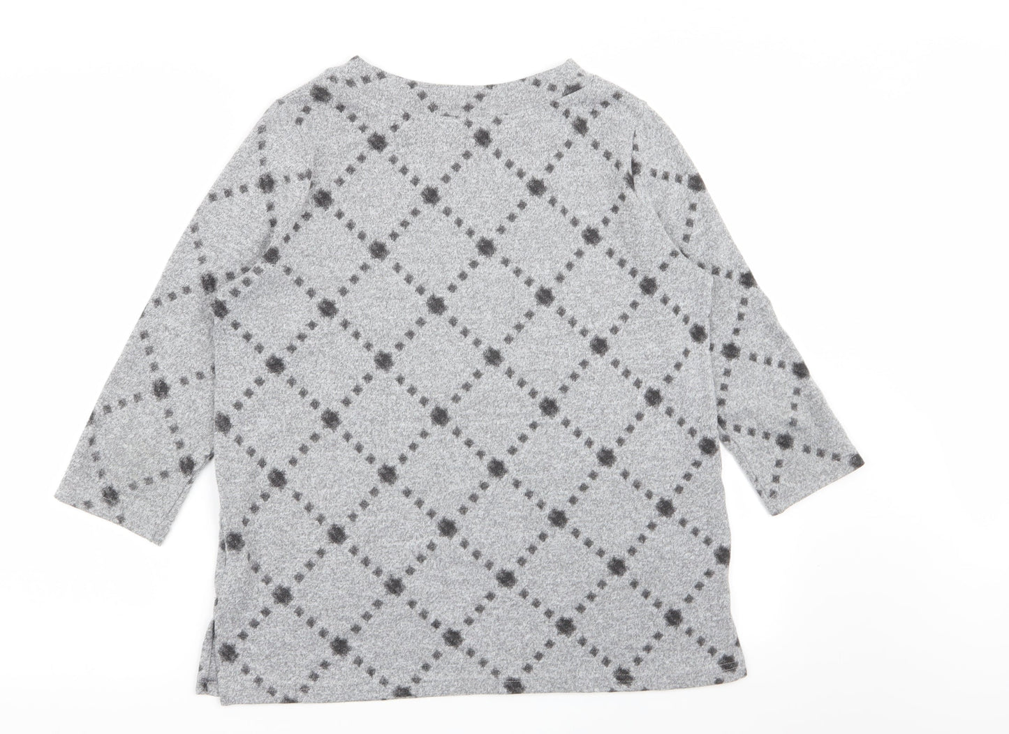 M&S Womens Grey Argyle/Diamond  Pullover Jumper Size 12