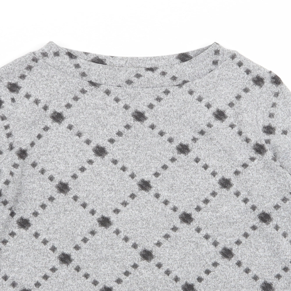 M&S Womens Grey Argyle/Diamond  Pullover Jumper Size 12