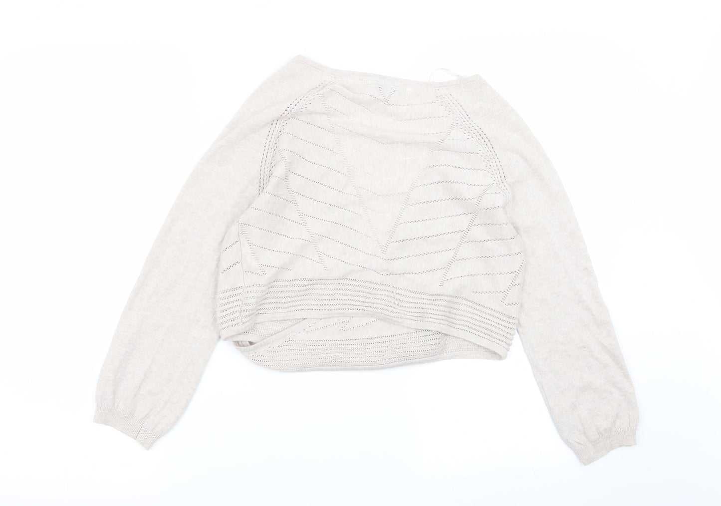 RJR.John Rocha Womens Beige Geometric  Cardigan Jumper Size 12