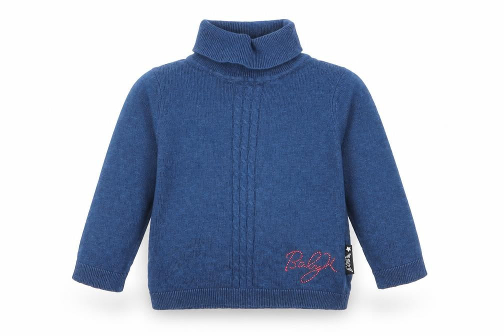 Front view of babyk girls’ blue basic t-shirt, size 9-12, months