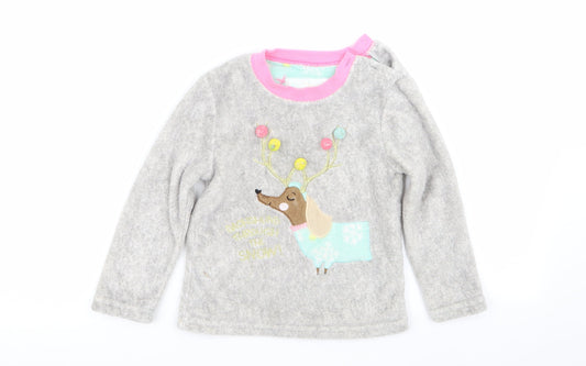 Primark Girls Grey Solid  Top Pyjama Top Size 3-4 Years