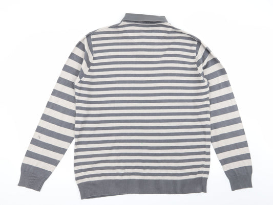 Easy Mens Multicoloured Striped  Pullover Jumper Size L  - shirt/jumper