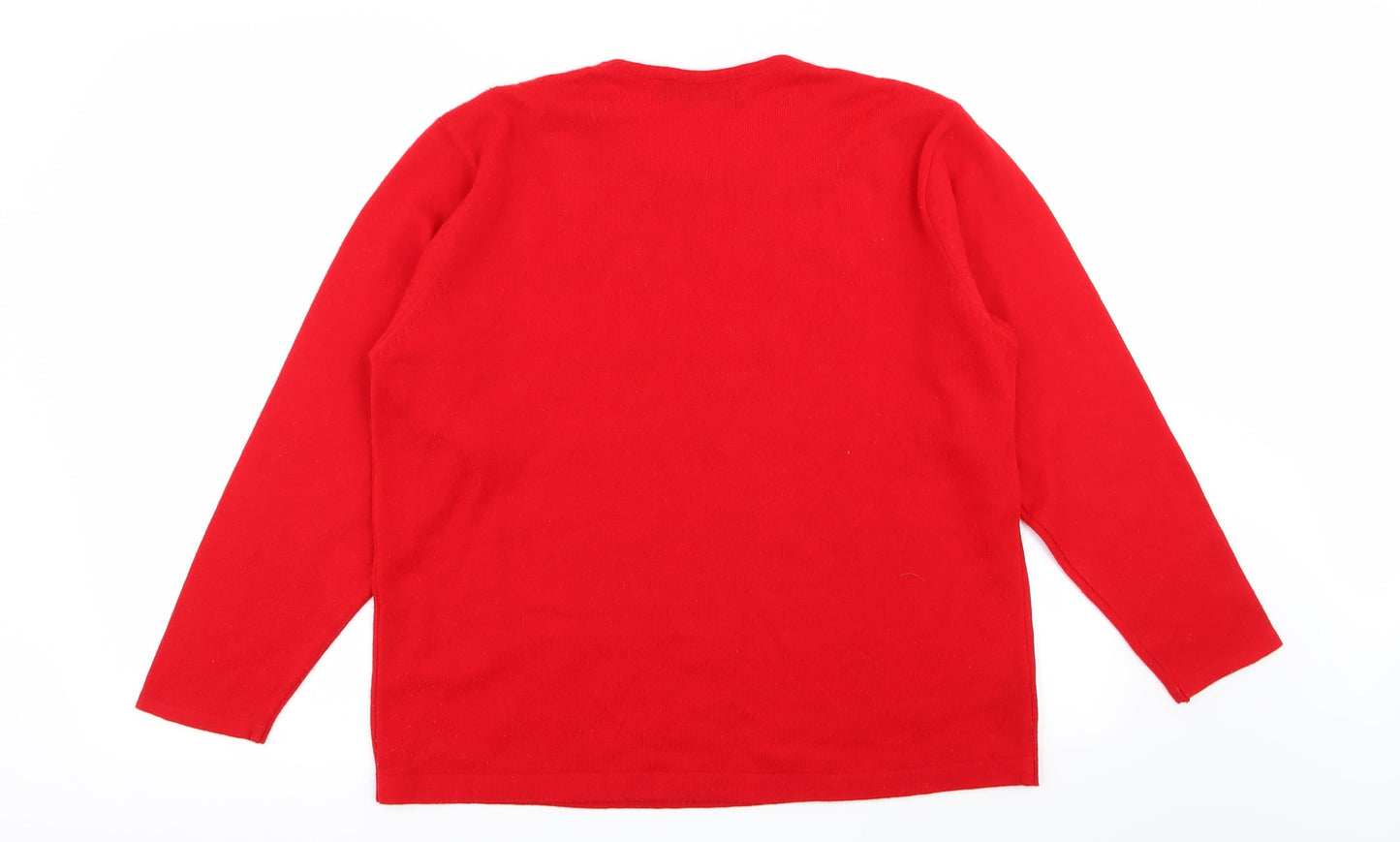 akal Womens Red Floral  Pullover Jumper Size L