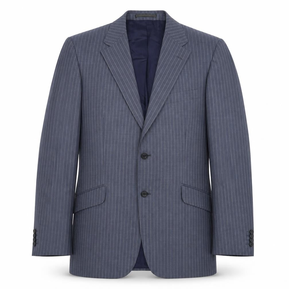 Van Kollem Mens Grey Striped  Jacket Suit Jacket Size 40