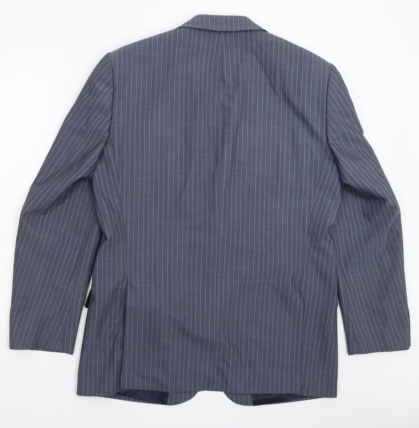 Van Kollem Mens Grey Striped  Jacket Suit Jacket Size 40