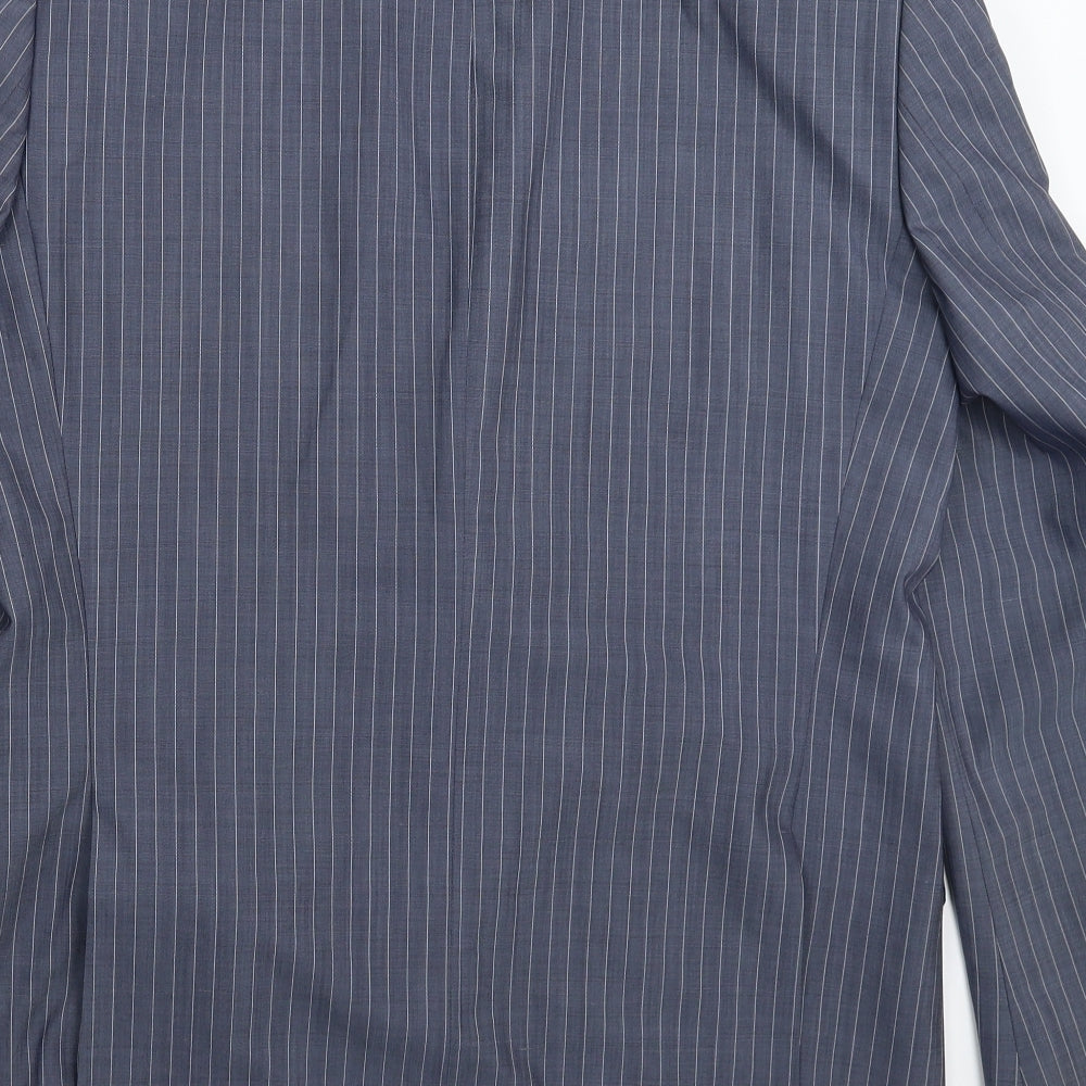 Van Kollem Mens Grey Striped  Jacket Suit Jacket Size 40