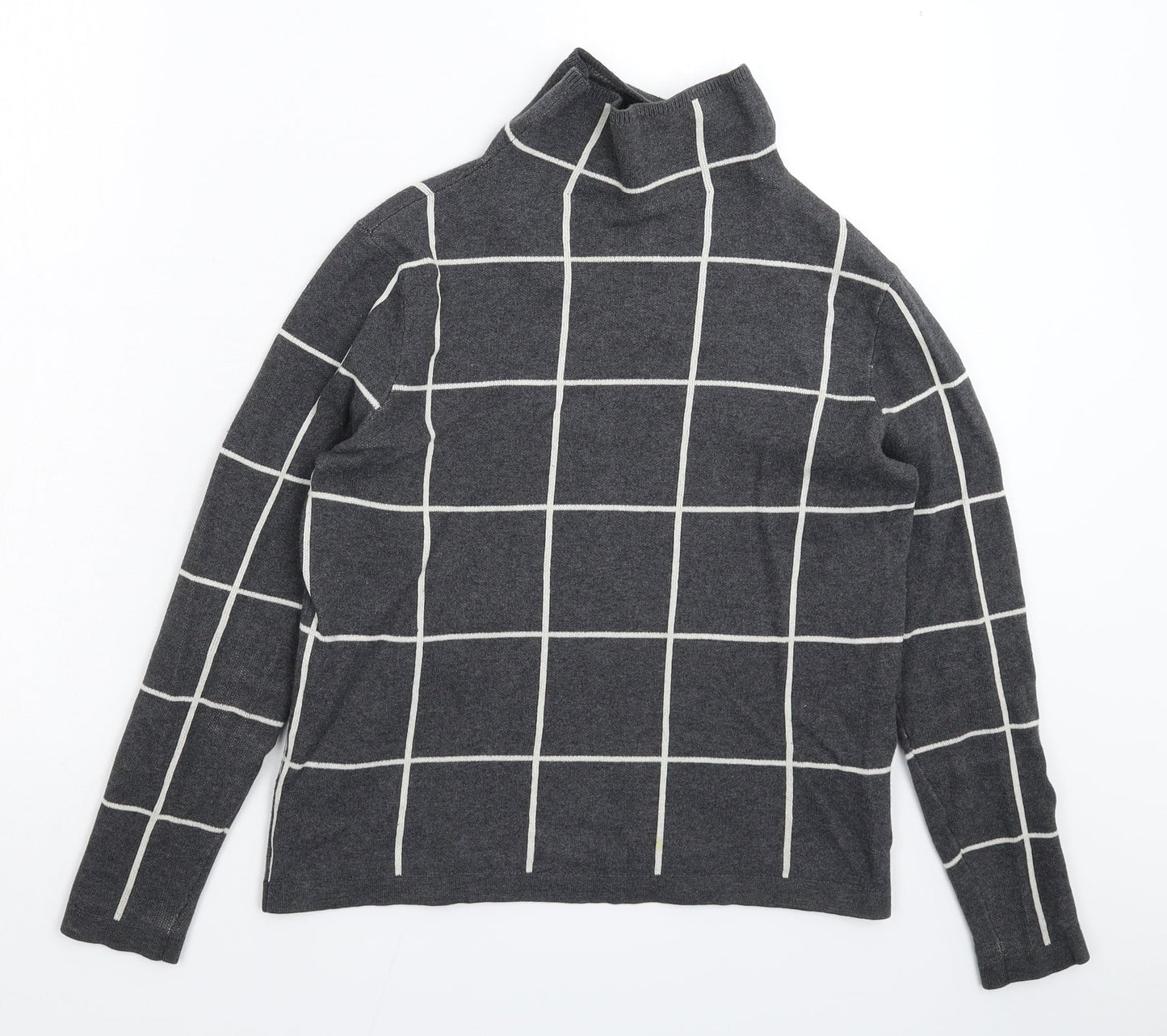 Warehouse Womens Grey Check Knit Pullover Jumper Size 6