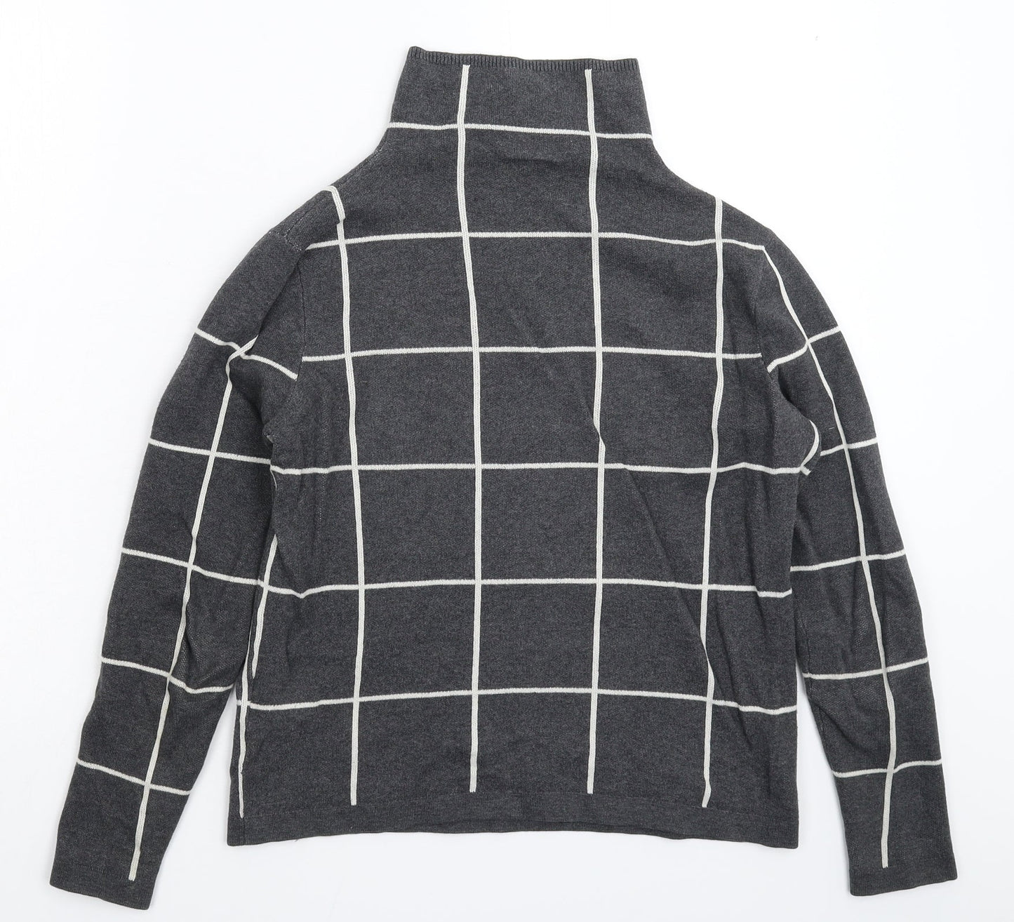 Warehouse Womens Grey Check Knit Pullover Jumper Size 6