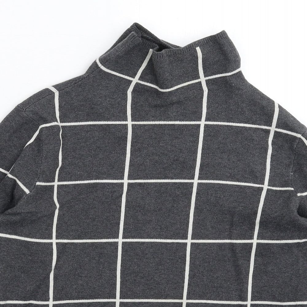 Warehouse Womens Grey Check Knit Pullover Jumper Size 6