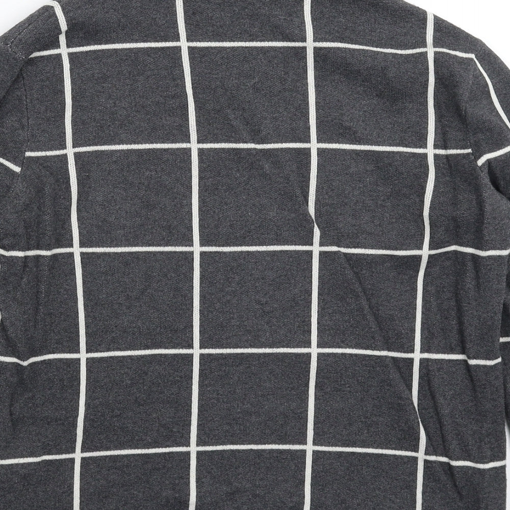 Warehouse Womens Grey Check Knit Pullover Jumper Size 6