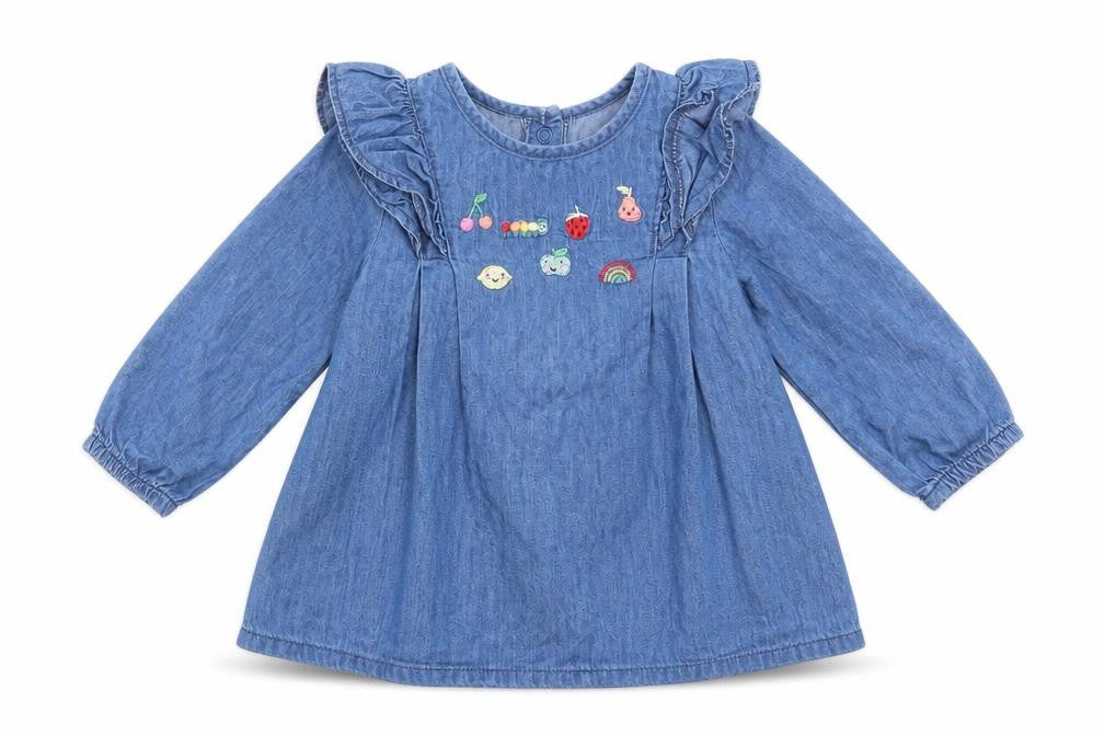 Front view of Next girls’ blue fit & flare, size 3-6, months